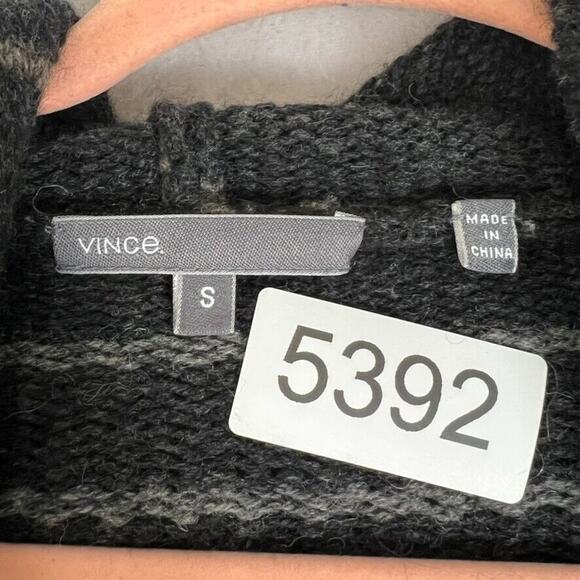 VINCE Cardigan Sweater Women S Sophie Hooded Striped Oversized Grey Black Alpaca - Picture 10 of 10